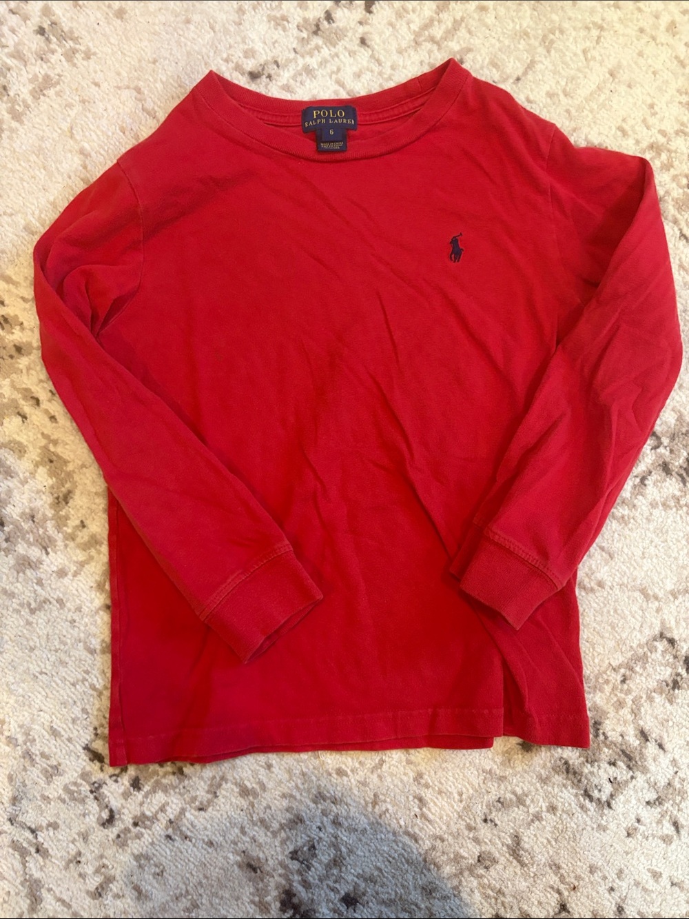 Boys Polo by Ralph Lauren Red Long Sleeve Crewneck Tee